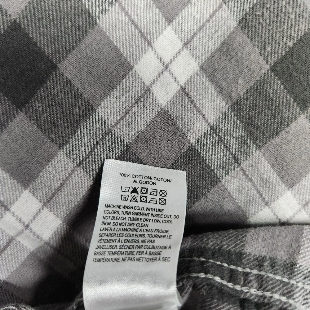 Lucky Brand Mens XXL Gray Plaid Flannel Button Down Shirt Cotton Long Sleeve